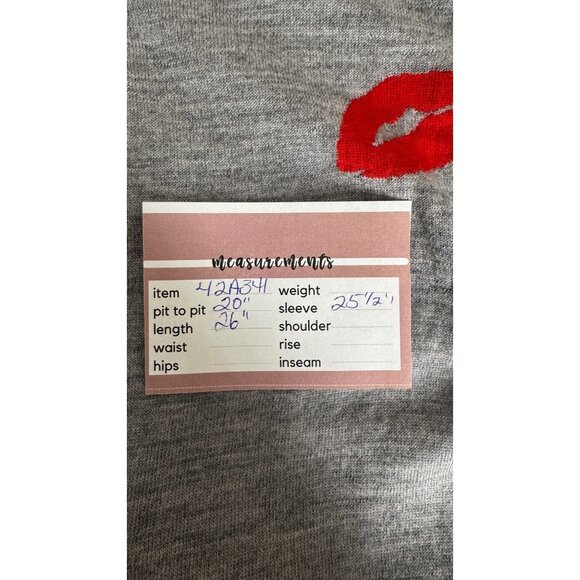 Banana Republic Small Gray Merino Wool Sweater Red Lip Detail - Picture 7 of 12